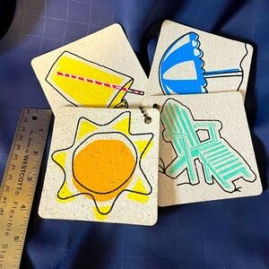 NWT Starbucks Coffee cork coasters set by O R E vintage 1999 summer theme 4pc